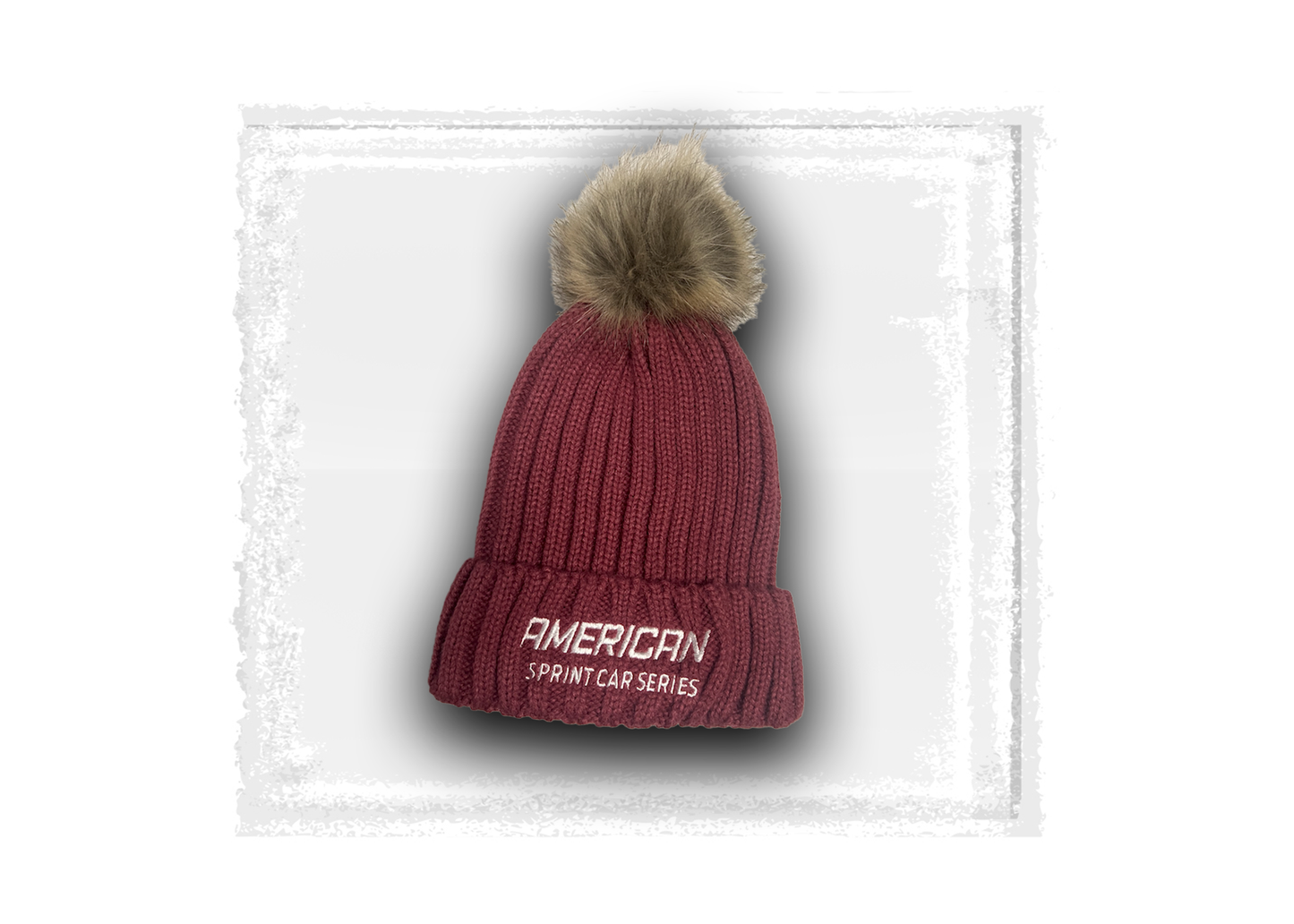 American Sprint Car Series- Red Fur Pom Beanie