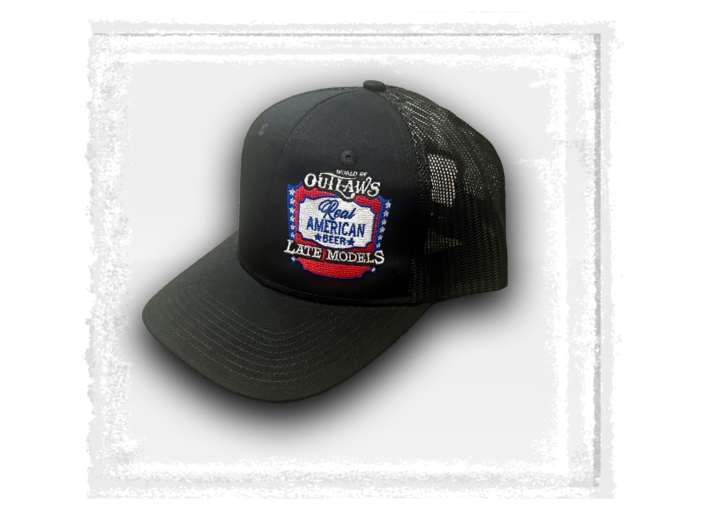 World of Outlaws- Real American Beer Late Model Series- Black Trucker Hat
