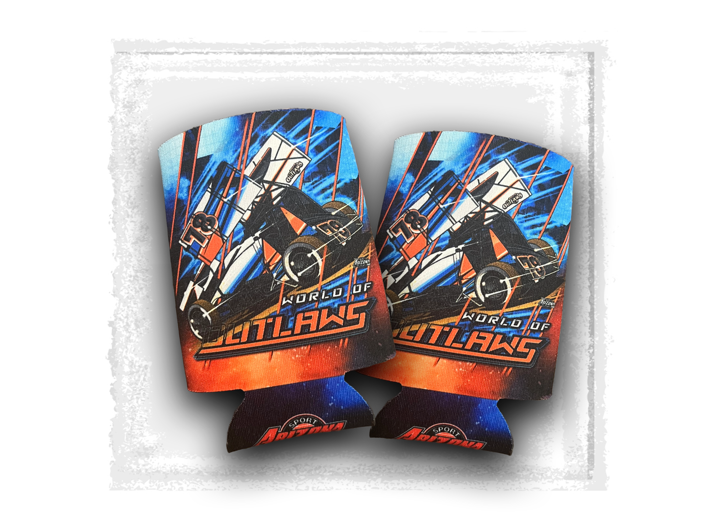 World of Outlaws- Sprint Cars- Blue and Orange Koozie