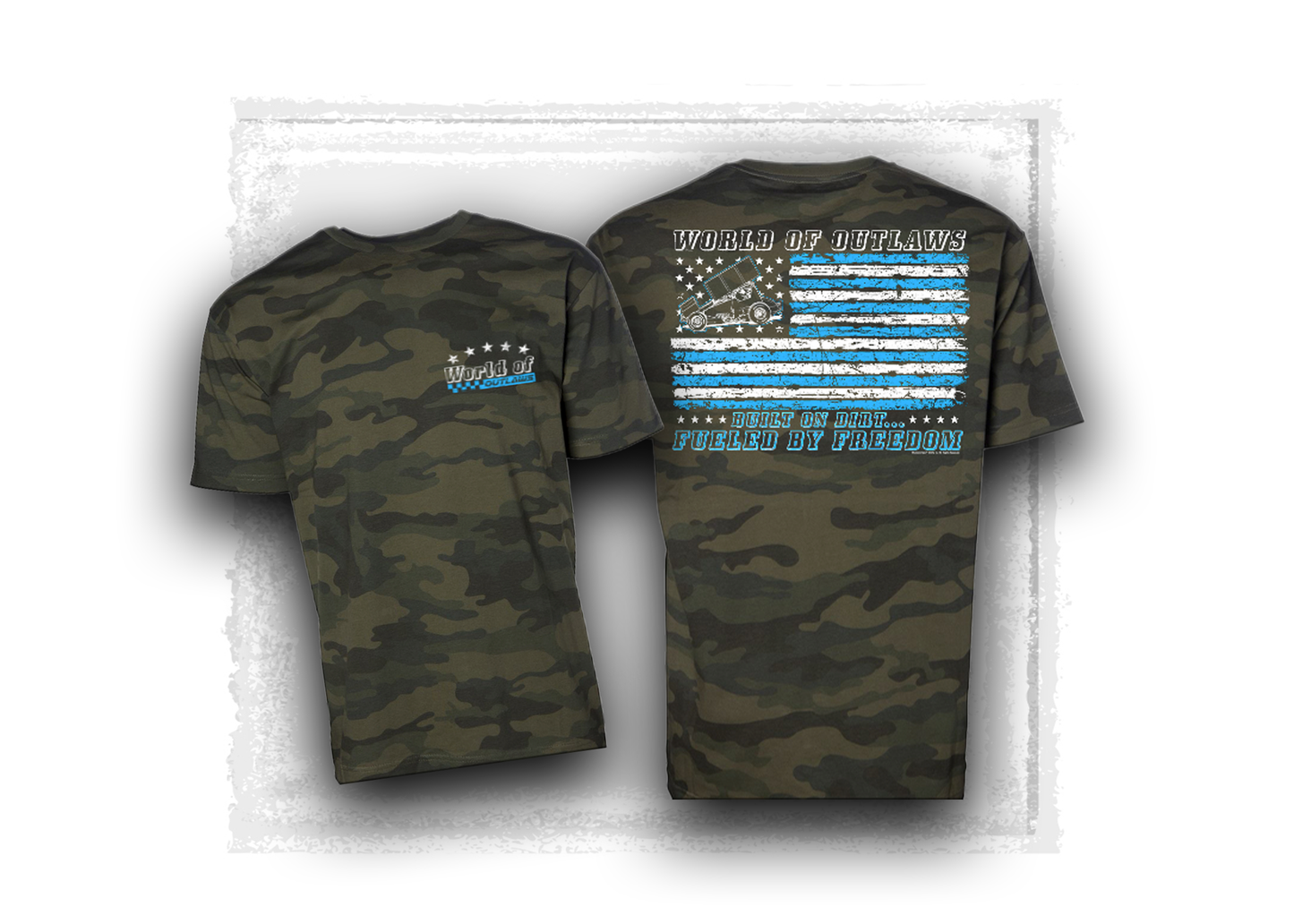 World of Outlaws- Sprint Car Series- Built on Freedom- T-Shirt- Forest Camo