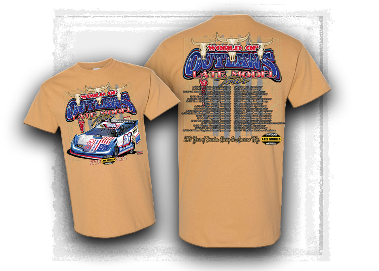 World of Outlaws- Late Model Series- 2026 Schedule T-Shirt Old Gold