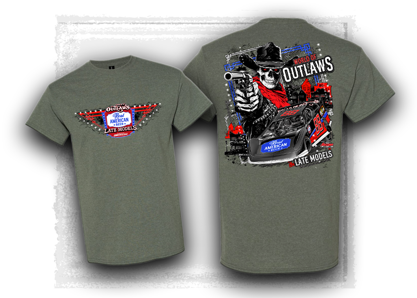 World of Outlaws- Real American Beer Late Model Series- RAB Skully T-Shirt