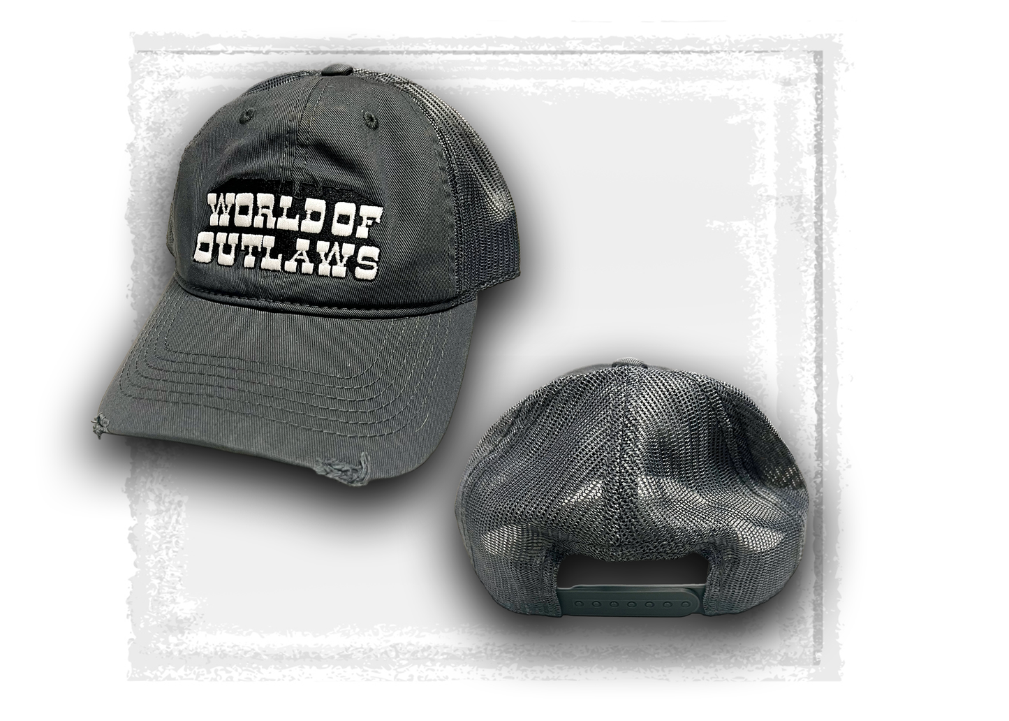 World of Outlaws- Low Profile Distressed Snapback Hat