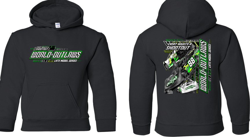 World of Outlaws Late Models - 88 Neon Youth Hooded Sweatshirt - Black