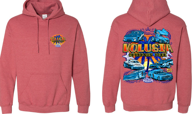 Volusia Speedway Park - Sunset Car Hooded Sweatshirt - Red