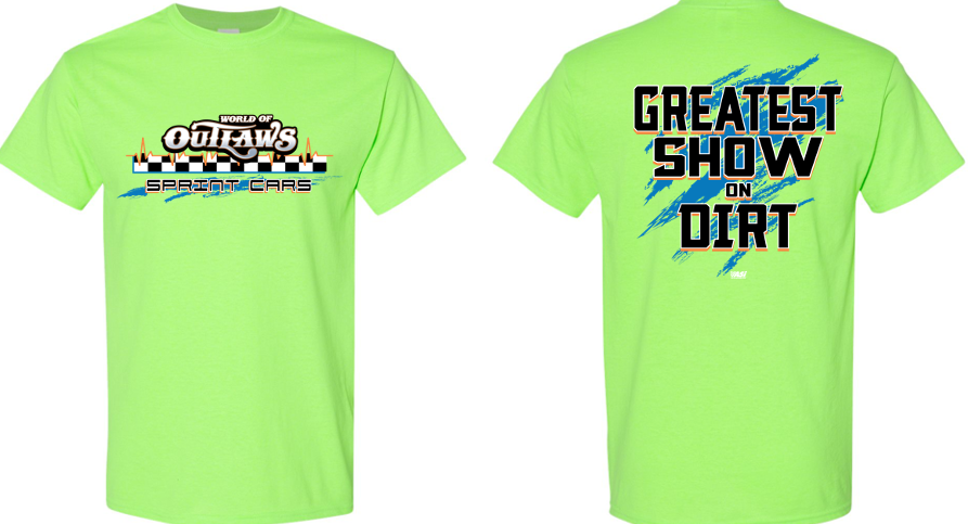 World of Outlaws Sprint Cars - Heart Line T-Shirt - Neon Green