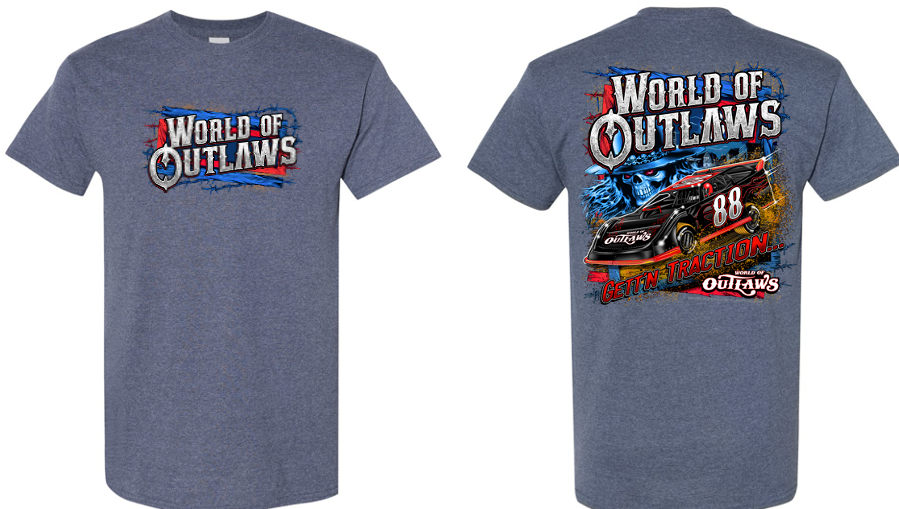 World of Outlaws Late Models - Gettin' Traction T-Shirt - Heather Navy