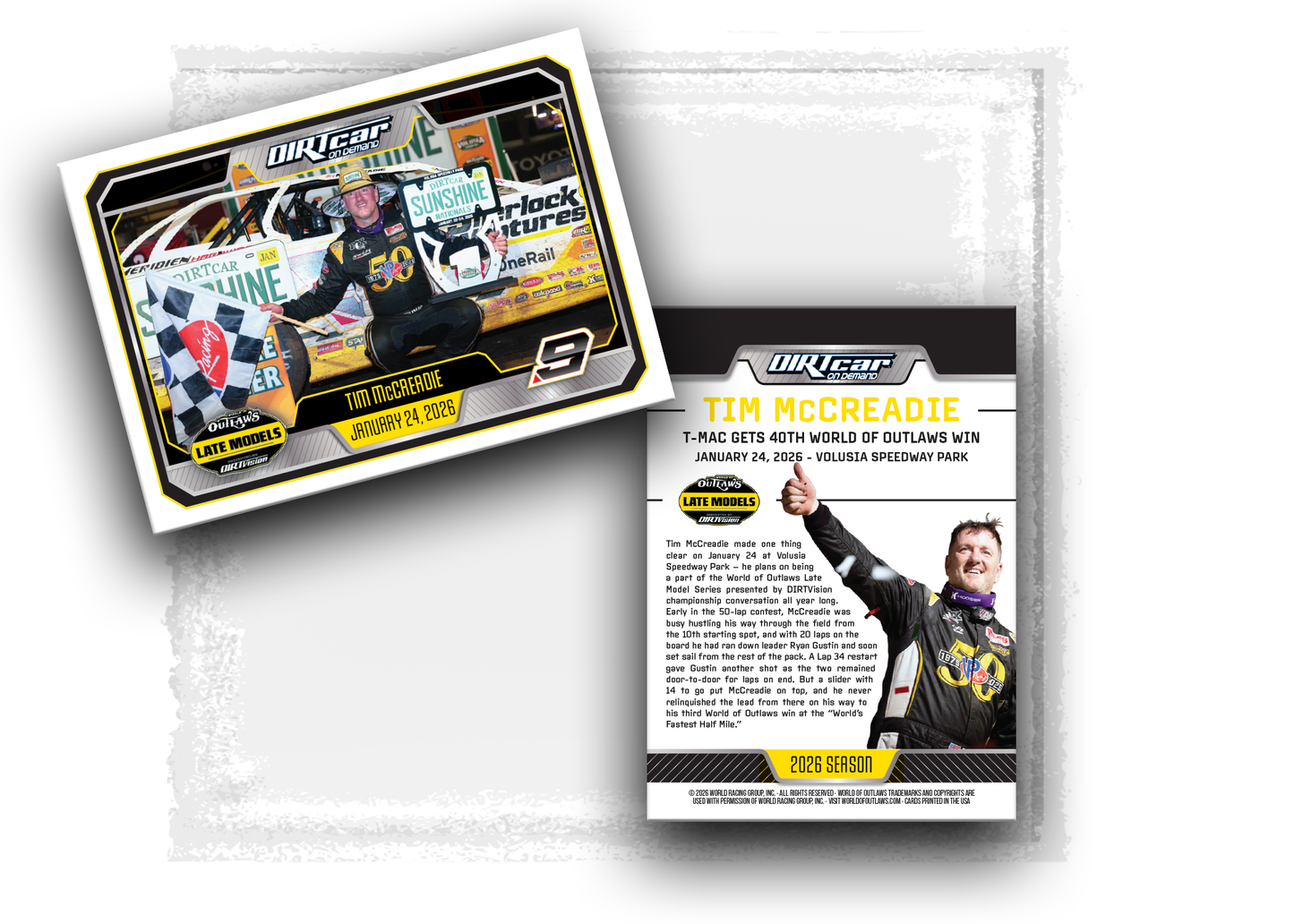 World of Outlaws- Late Model Series- Tim McCreadie 40th Outlaws Win- Trading Card