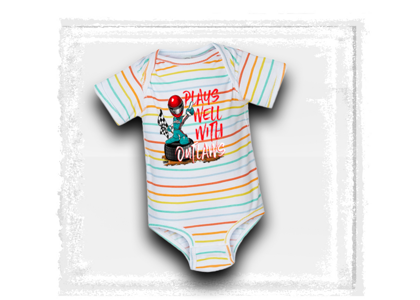 World of Outlaws - Plays Well with Outlaws Striped Onesie