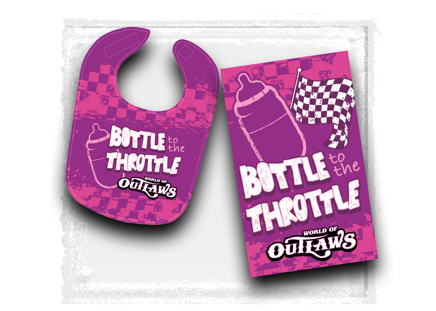 World of Outlaws - Pink Bib & Burp Cloth