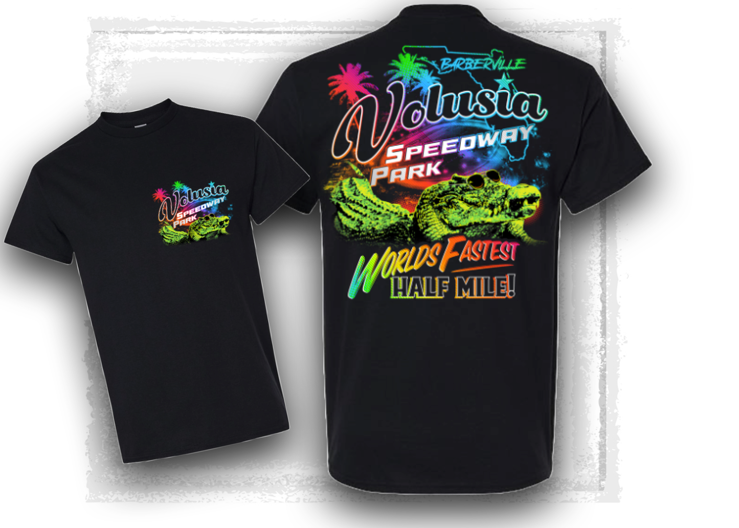 Volusia Speedway Park Neon Gator T-Shirt- Black