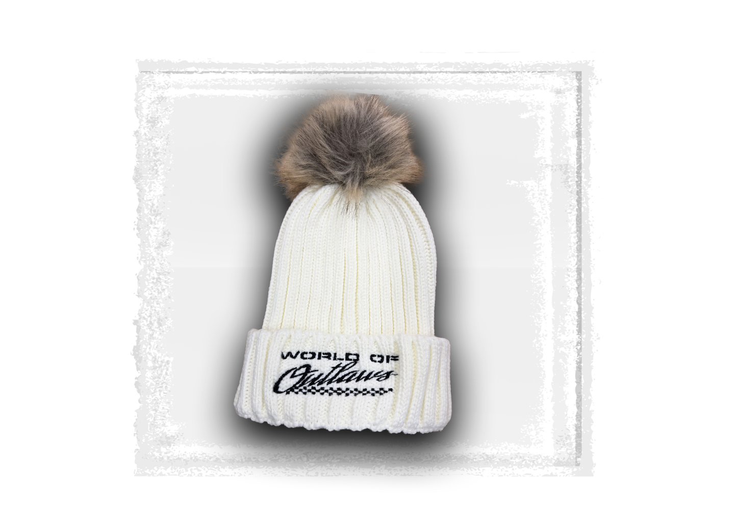 World of Outlaws- Black or White- Faux Fur Pom Beanie