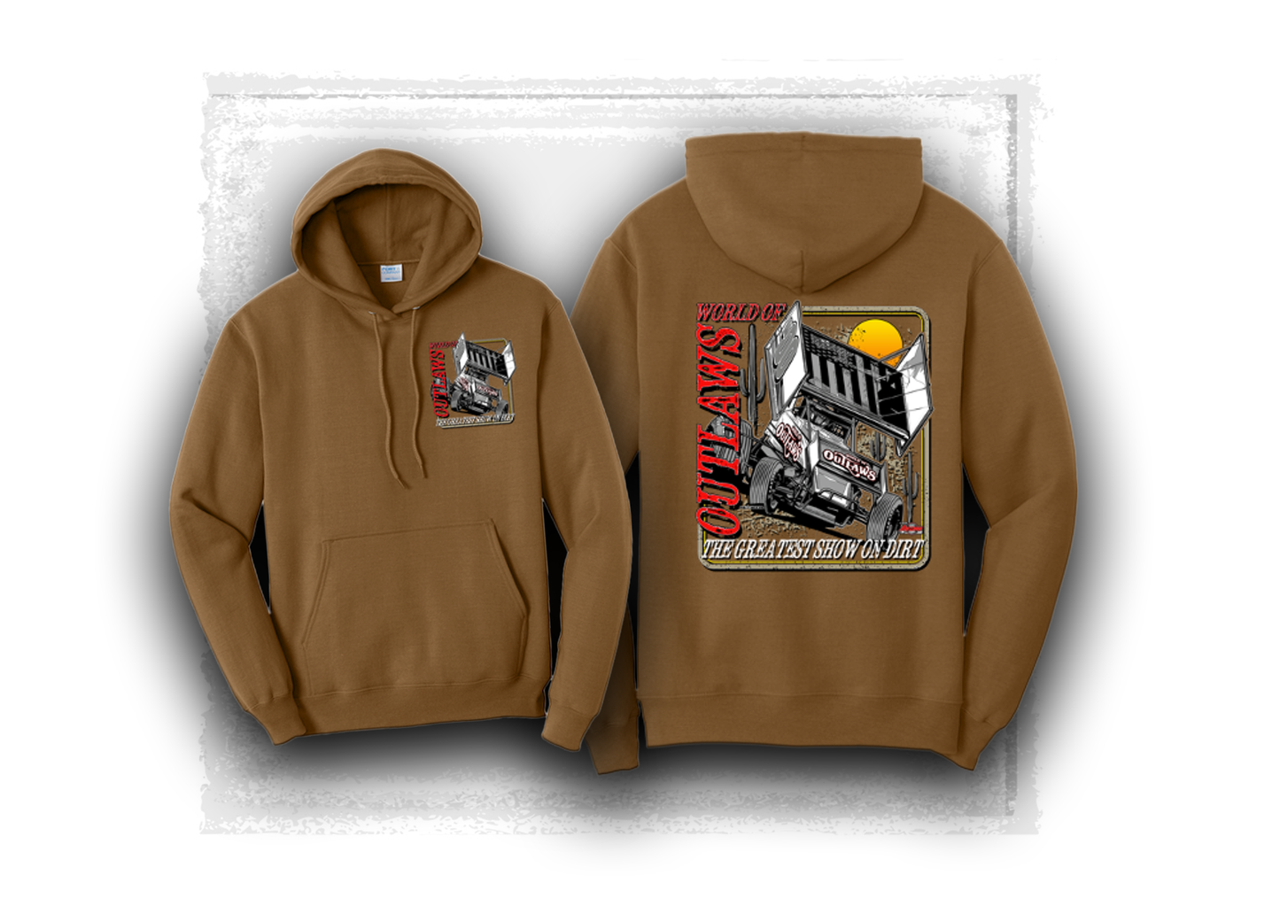 World of Outlaws- Sprint Car Series- Western Sky Hooded Sweatshirt- Duck Brown