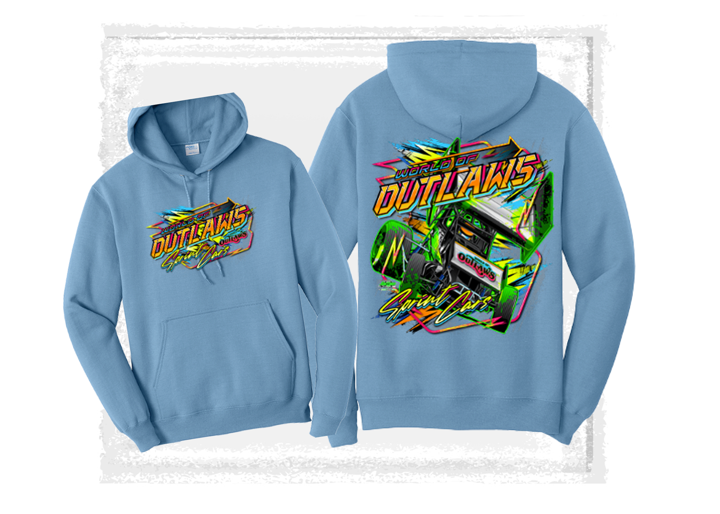 World of Outlaws- NOS Energy Drink Sprint Car Series- Electric Hooded Sweatshirt- Tundra Blue