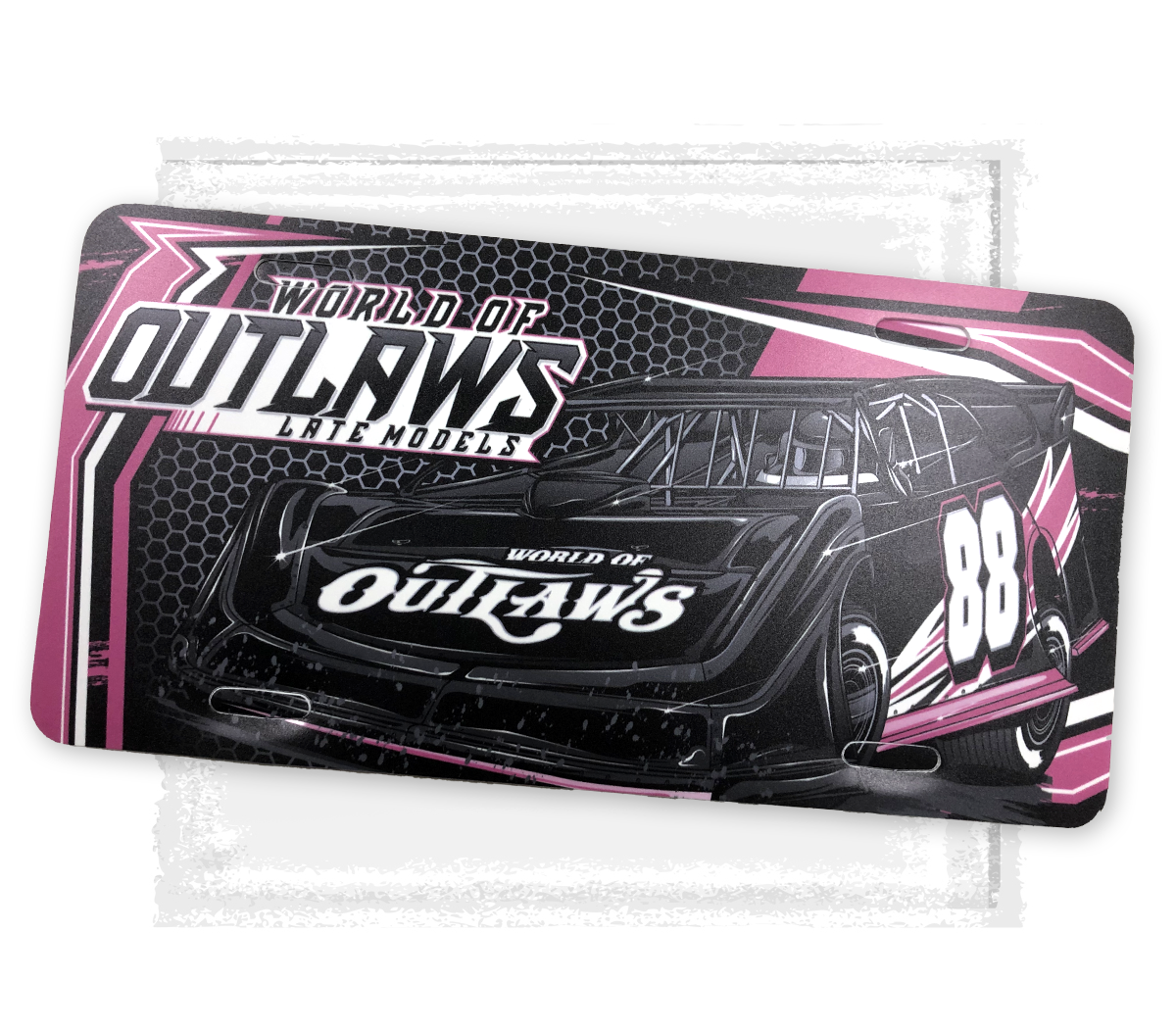 World of Outlaws Late Models - Blackout Pink License Plate