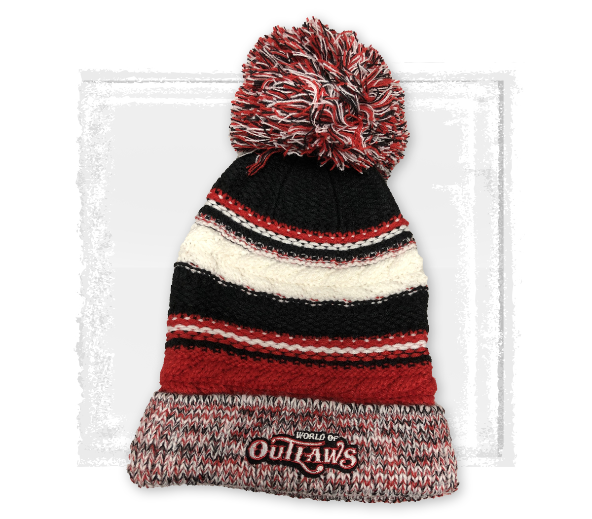 World of Outlaws - Red White & Black Team Pom Beanie