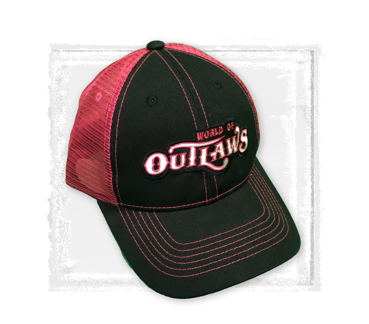 World of Outlaws - Black & Neon Pink Snapback Hat