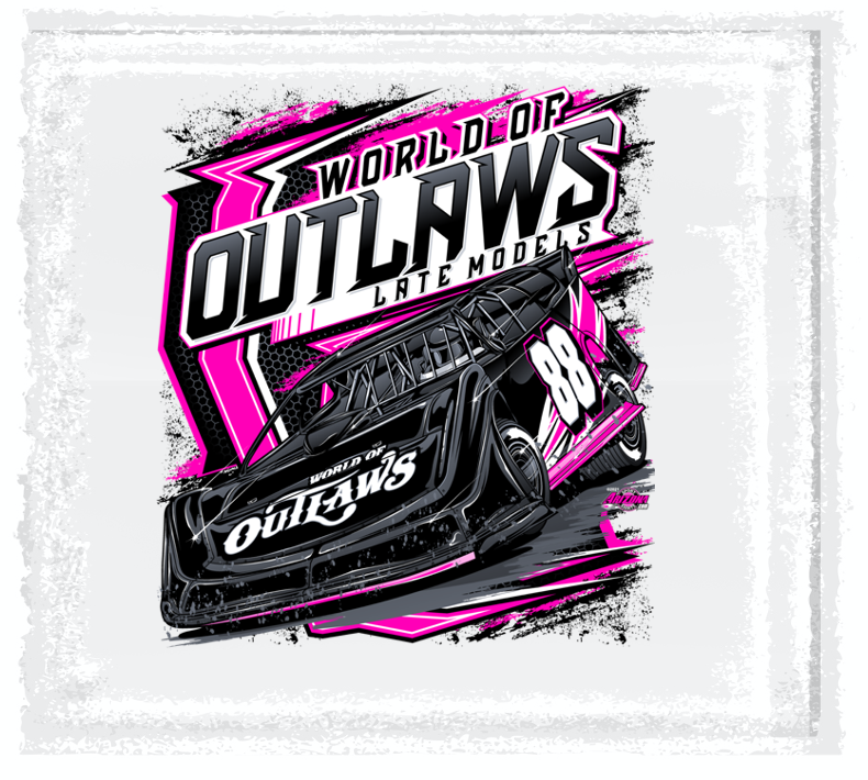World of Outlaws Late Models - Neon Pink Blackout Decal