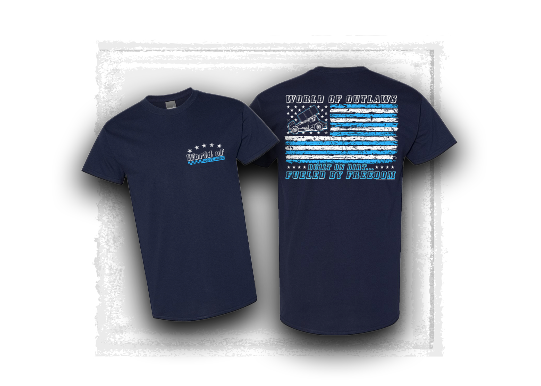 World of Outlaws- Sprint Car Series- Built on Freedom- T-Shirt- Blue Dusk
