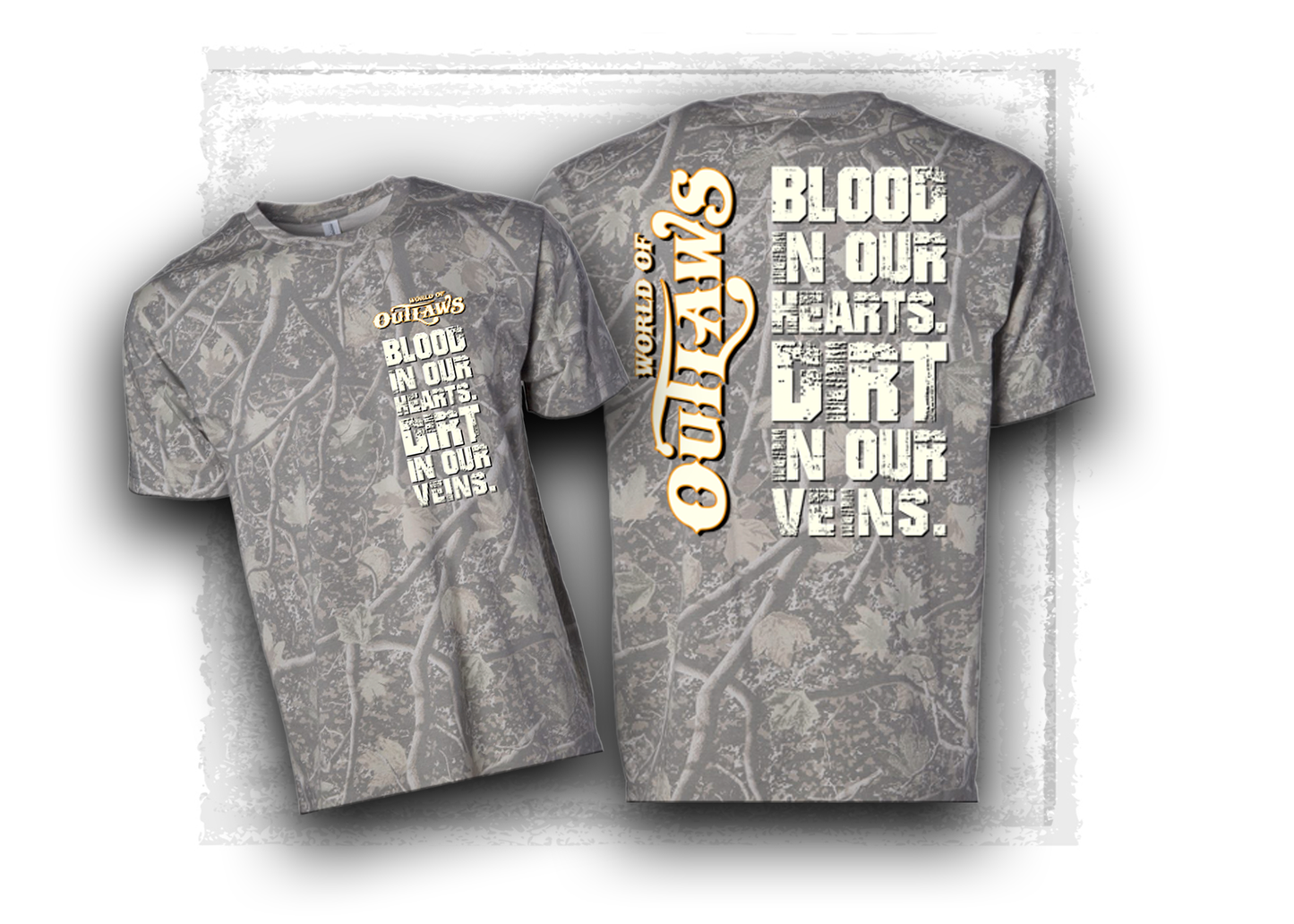 World of Outlaws- Dirt in our Veins- Deadwood Camo T-Shirt