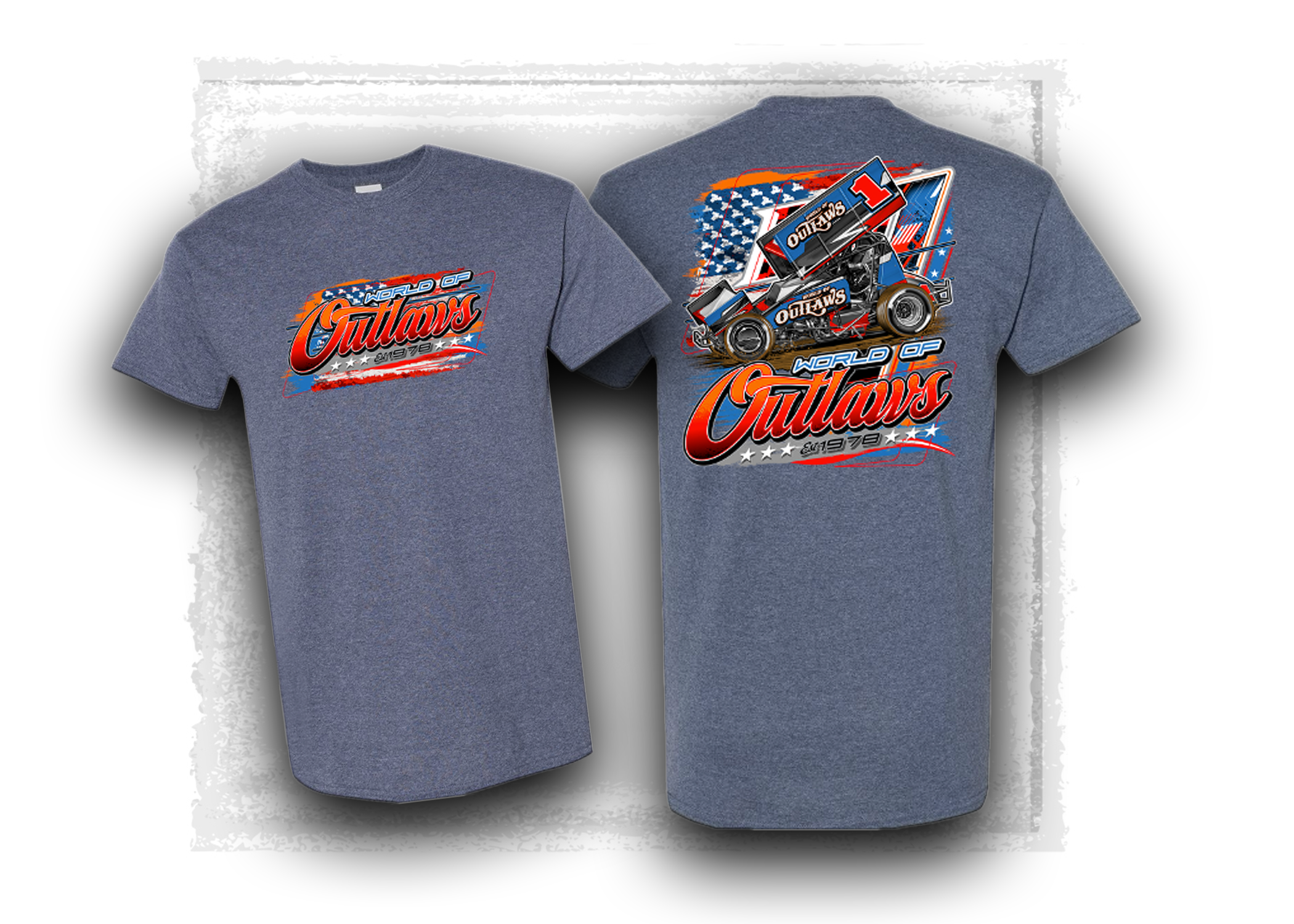 World of Outlaws- Sprint Car Series- Free and Fast- T-Shirt Heather Navy
