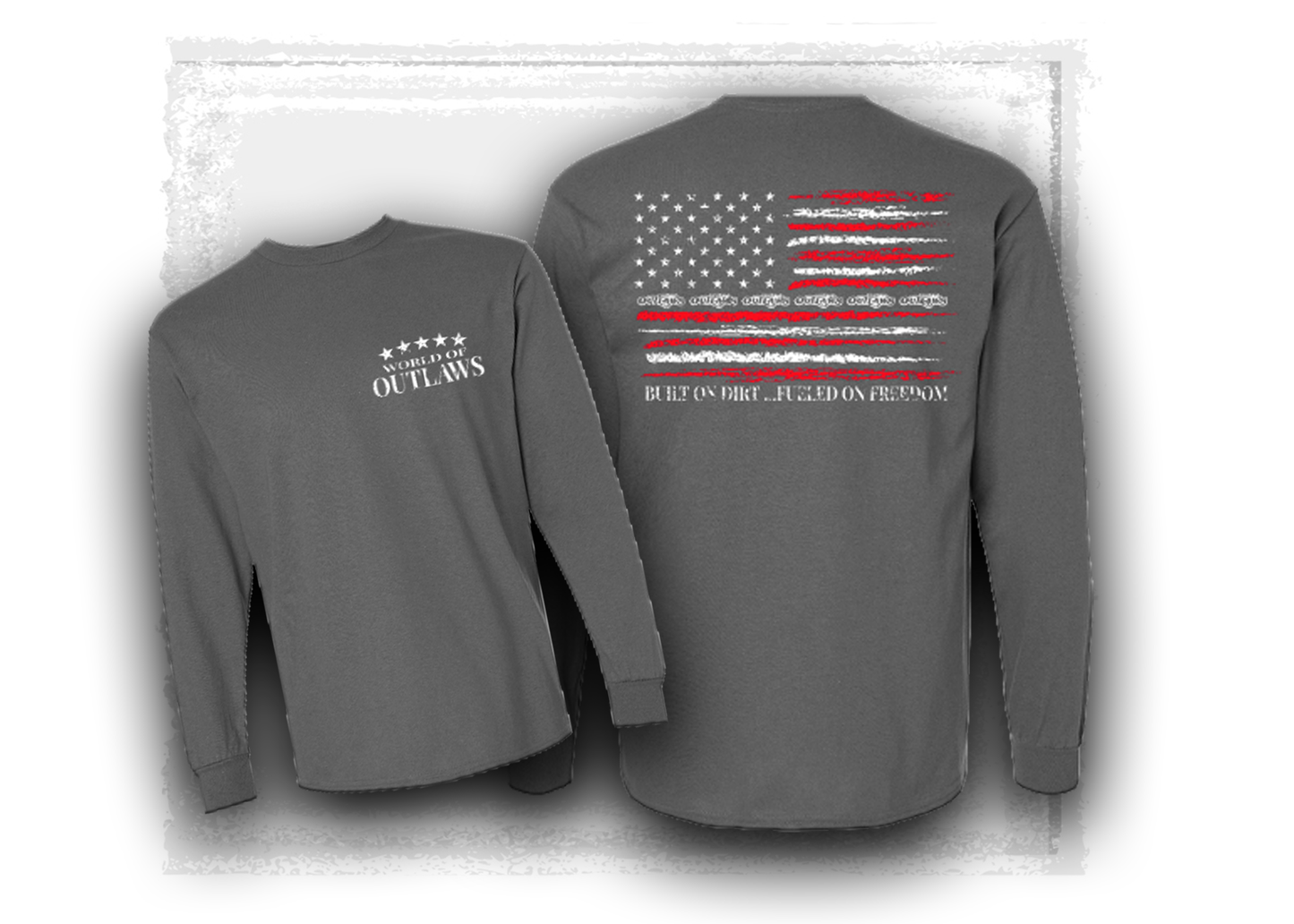 World of Outlaws- Freedom- Long Sleeve T-Shirt Charcoal