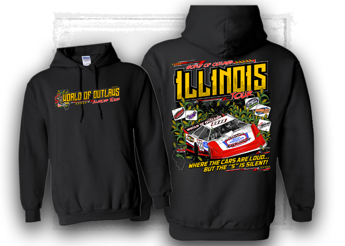 World of Outlaws- Late Model Series- Illinois The "S" is Silent Hooded Sweatshirt