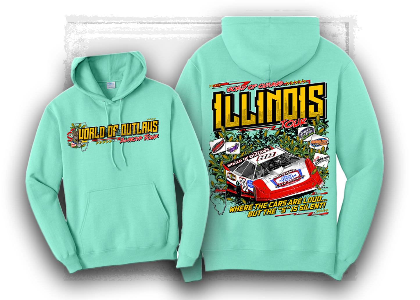World of Outlaws- Late Model Series- Illinois The "S" is Silent Hooded Sweatshirt
