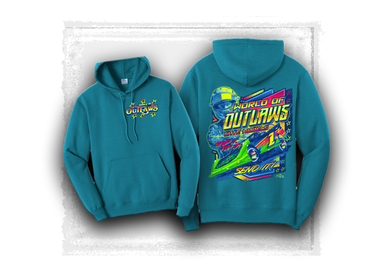 World of Outlaws- Late Model Series- Grip It. Rip It. Send it- Hooded Sweatshirt