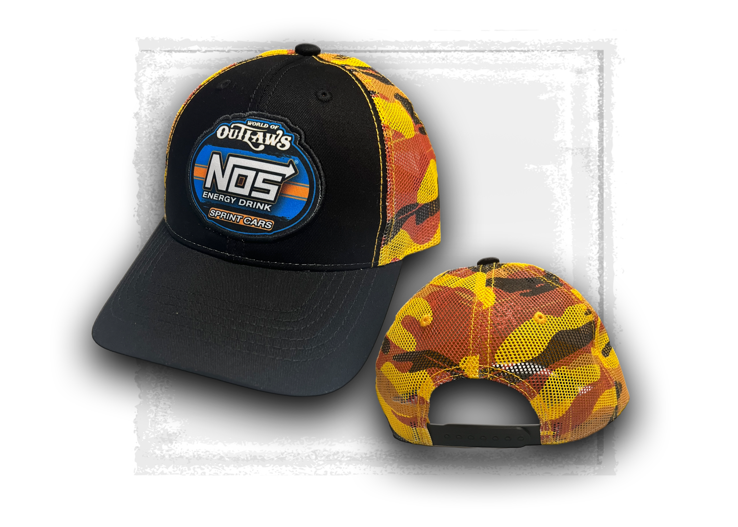 World of Outlaws- NOS Energy Drink Sprint Car Series- Orange Camo NOS Energy Hat