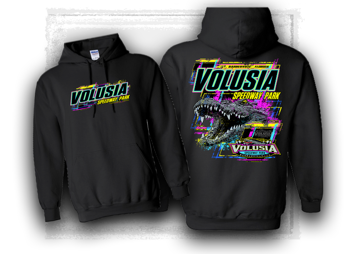 Volusia Speedway Park- Neon Lines- Hooded Sweatshirt Black