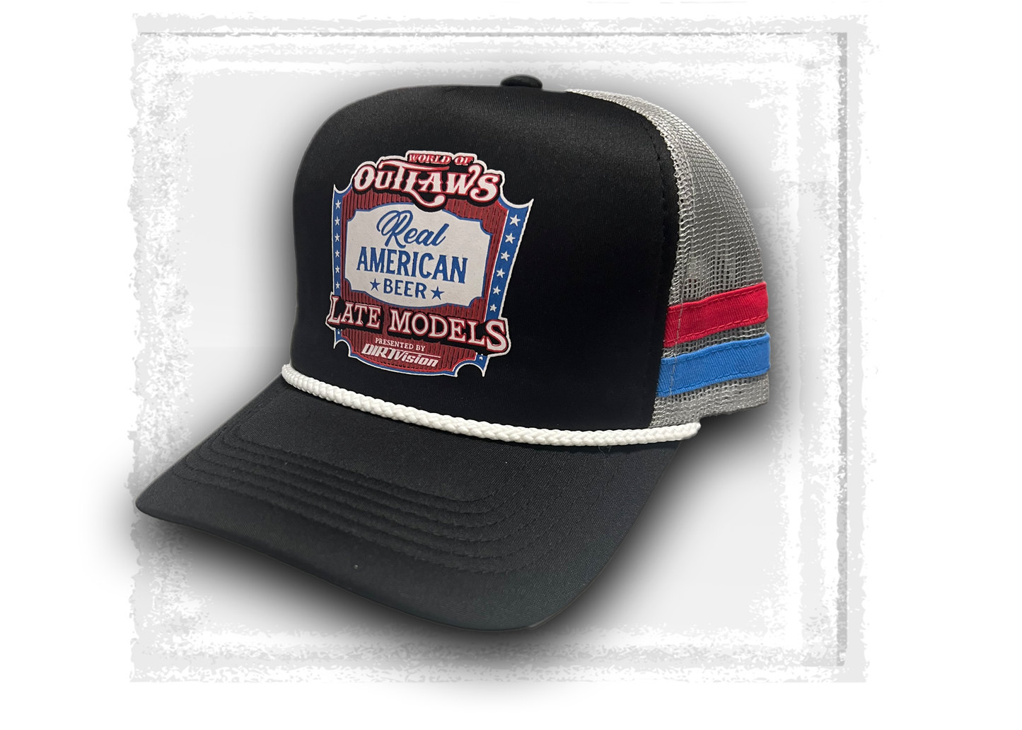 World of Outlaws- Real American Beer Late Model Series- Striped Rope Hat