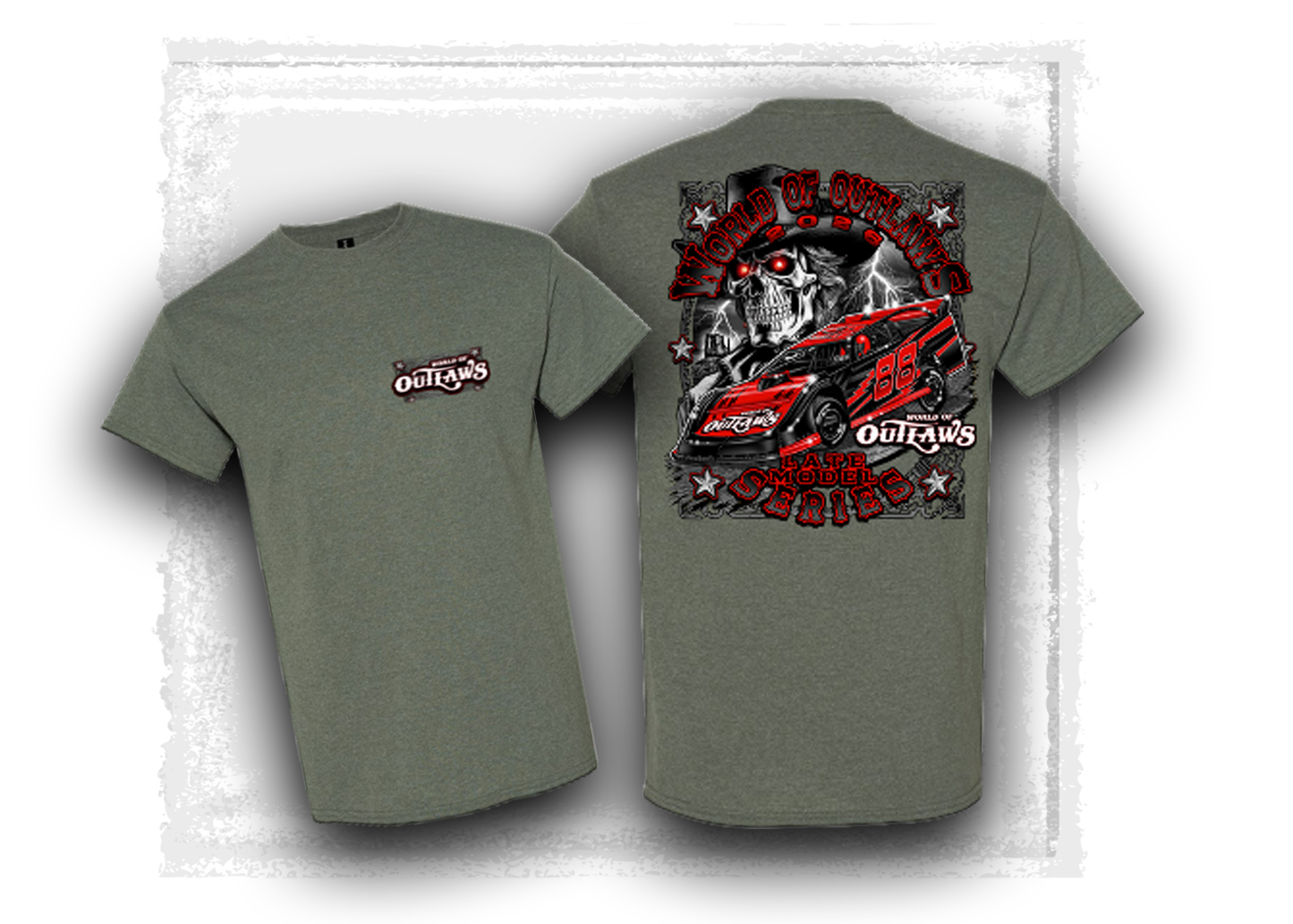 World of Outlaws- Late Model Series- Red Eye Reaper T-Shirt Heather Military