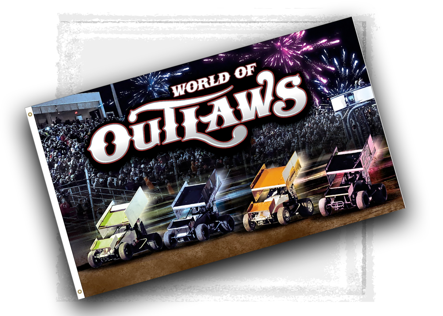 World of Outlaws Sprint Cars - Neon Flash 4 Wide Salute Flag