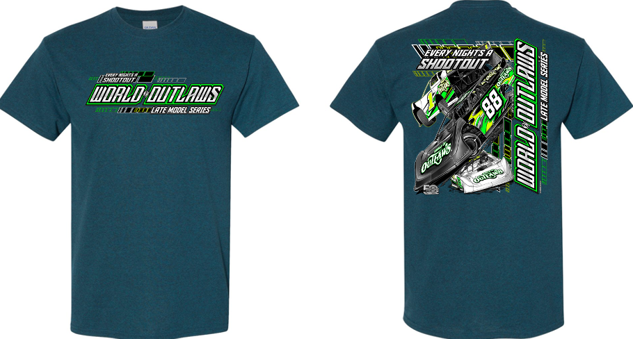 World of Outlaws Late Models- 88 Neon Green T-Shirt - Midnight