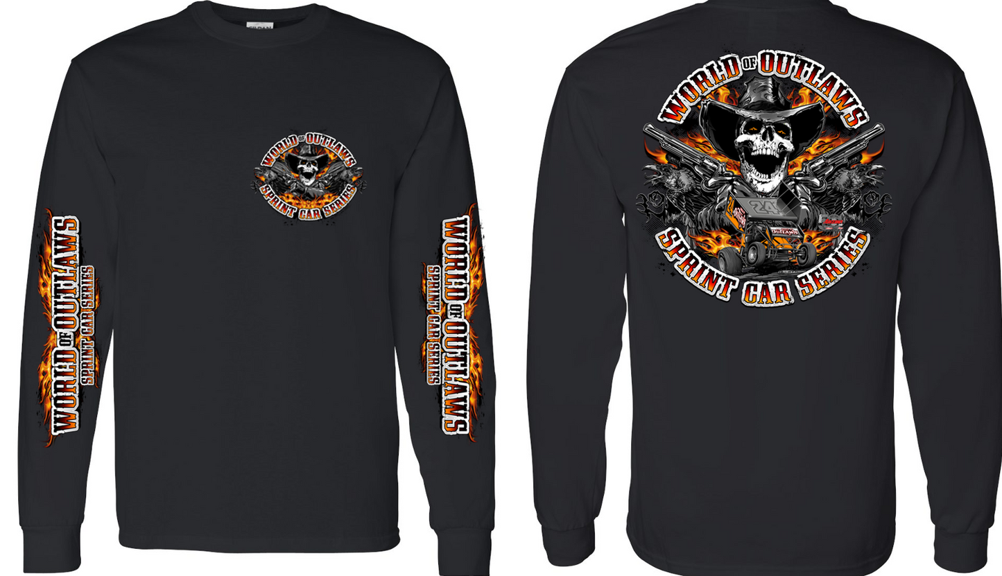 World of Outlaws Sprint Cars - Crow Cowboy Long Sleeve T-Shirt - Black