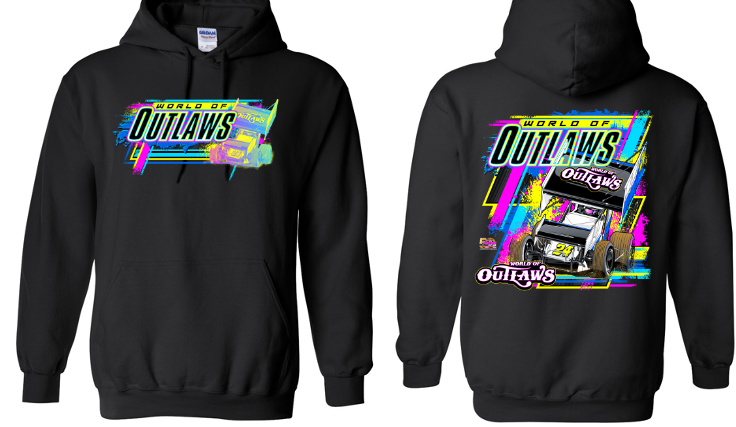 World of Outlaws Sprint Cars - 90's Neon Hooded Sweatshirt - Black