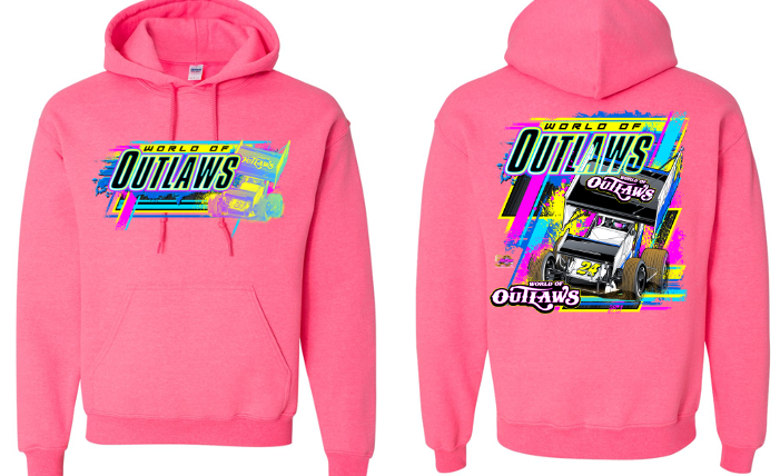 World of Outlaws Sprint Cars - 90's Neon Hooded Sweatshirt - Pink