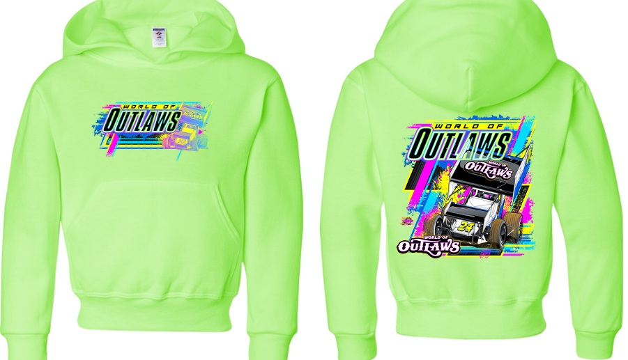 Sprint Car Youth Nineties Neon Hood Neon Green