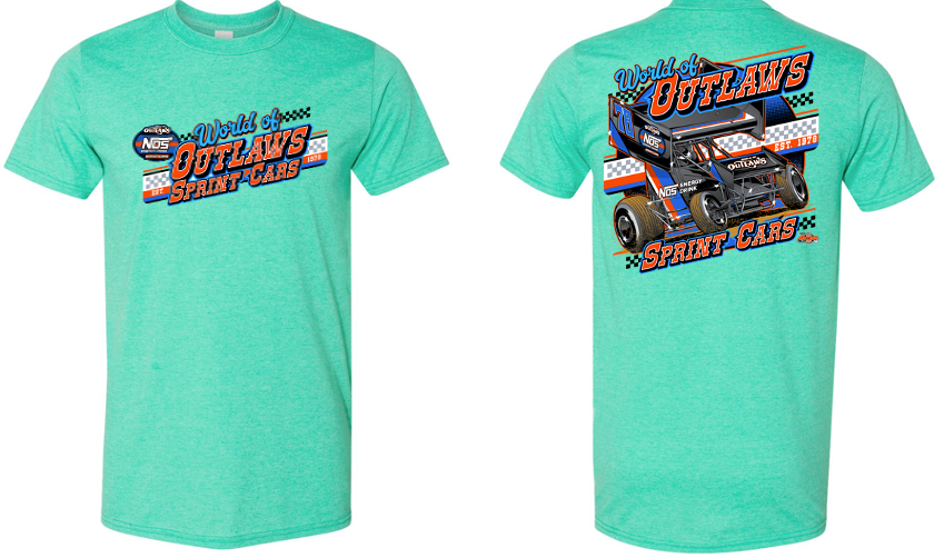 World of Outlaws - NOS Checkers T-Shirt - Sea Heather