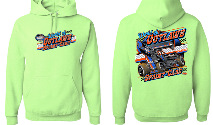 World of Outlaws - NOS Checkers Hooded Sweatshirt - Neon Green