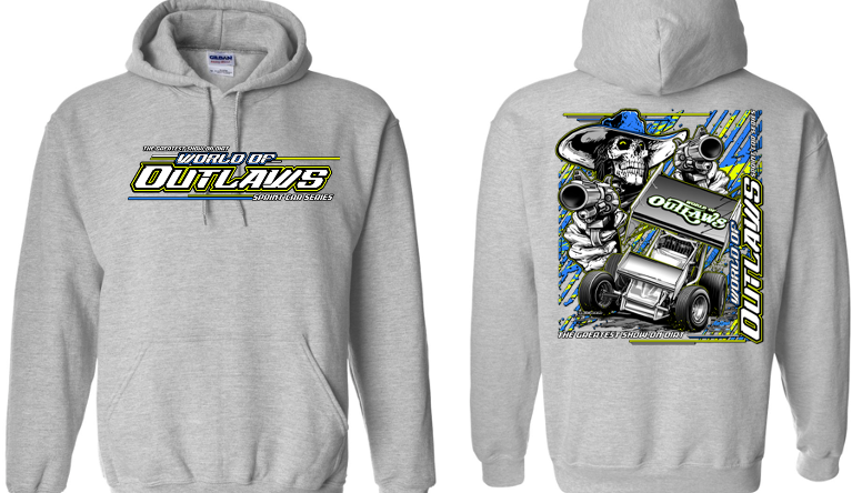 World of Outlaws Sprint Cars - Skullman Hooded Sweatshirt - Sport Grey