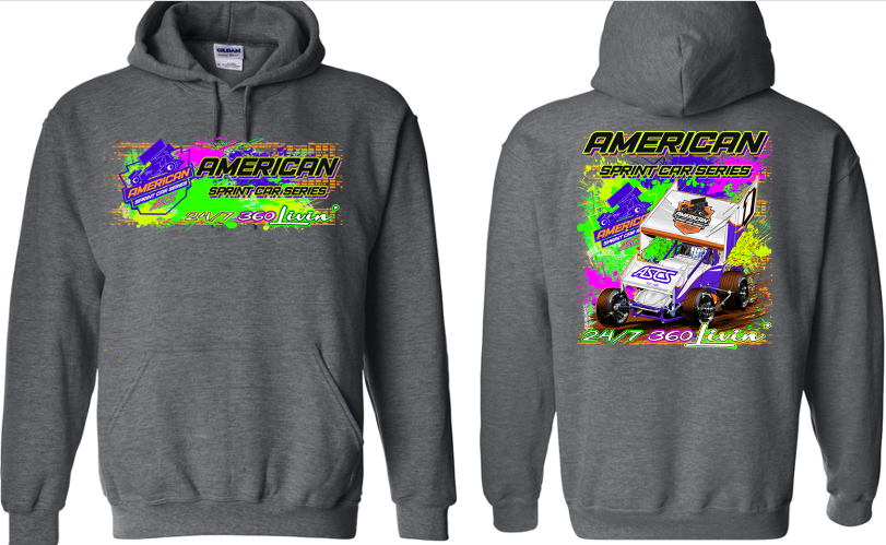 American Sprint Car Series - Neon Mix Hooded Sweatshirt - Dark Heather