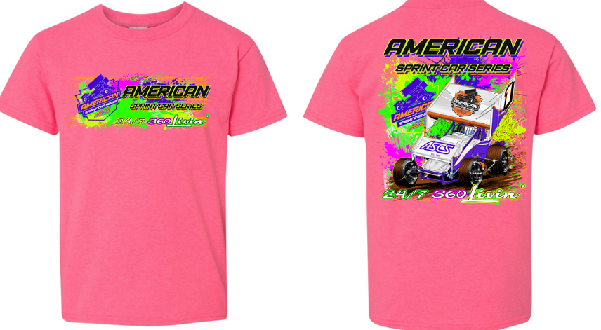 American Sprint Car Series - Neon Mix T-Shirt  Safety - Pink