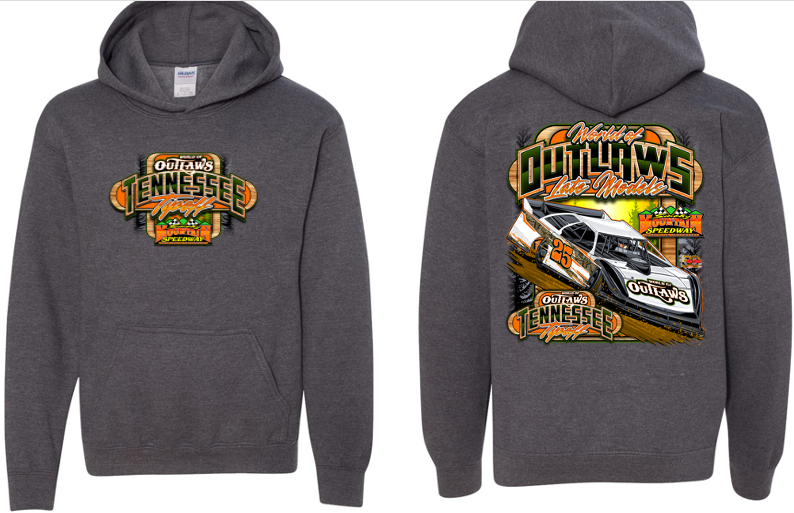 World of Outlaws- Late Models- Tennessee Tip-Off Event Hooded Sweatshirt- Dark Heather