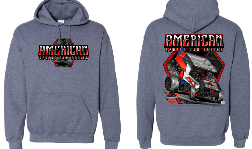 American Sprint Car Series- Red, White, and Blue Car Hooded Sweatshirt- Heather Navy