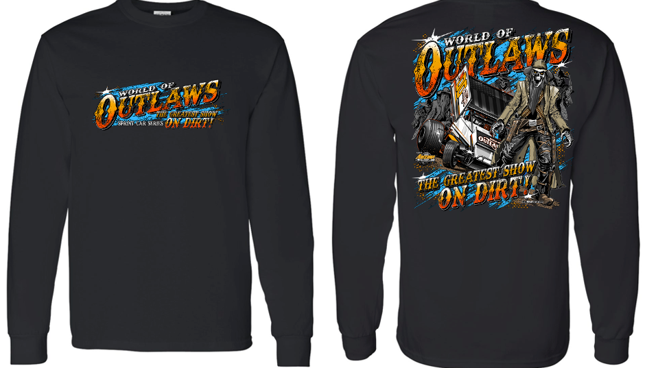 World of Outlaws- Sprint Cars Skullish Long Sleeve T-Shirt- Black