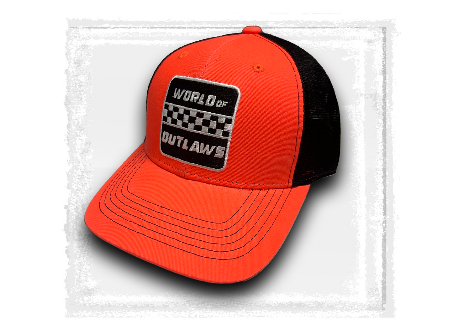 Neon Orange Checker Hat