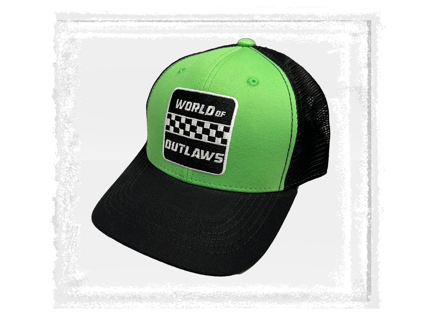 World of Outlaws - Neon Green Checkered Hat