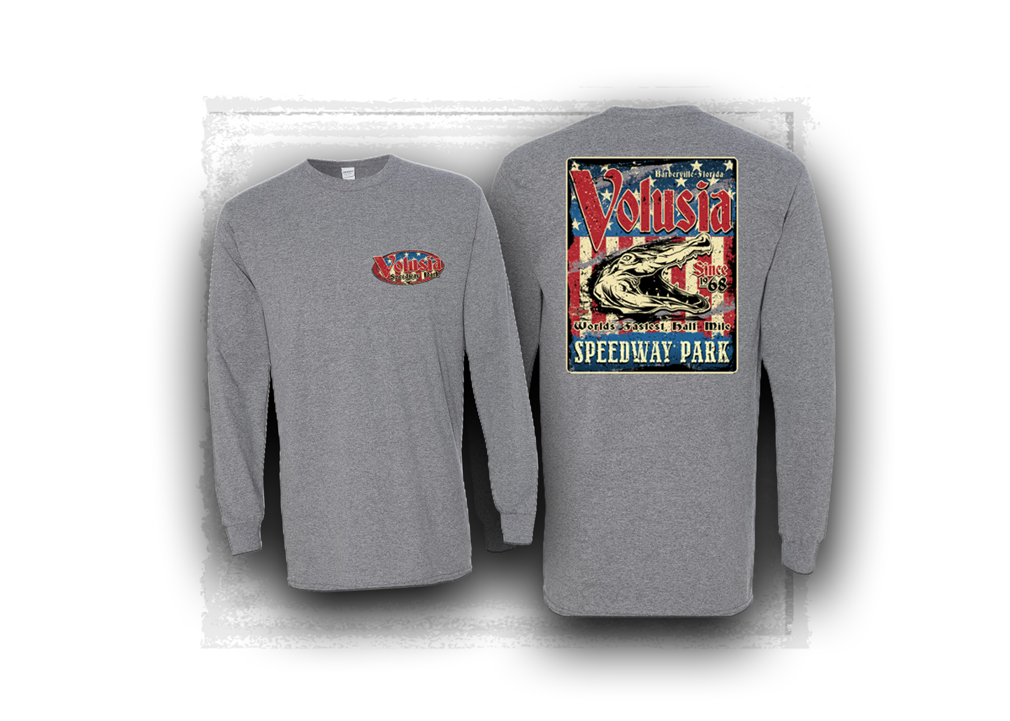Volusia Speedway Park- Patriot Gator- Long Sleeved T-Shirt Graphite